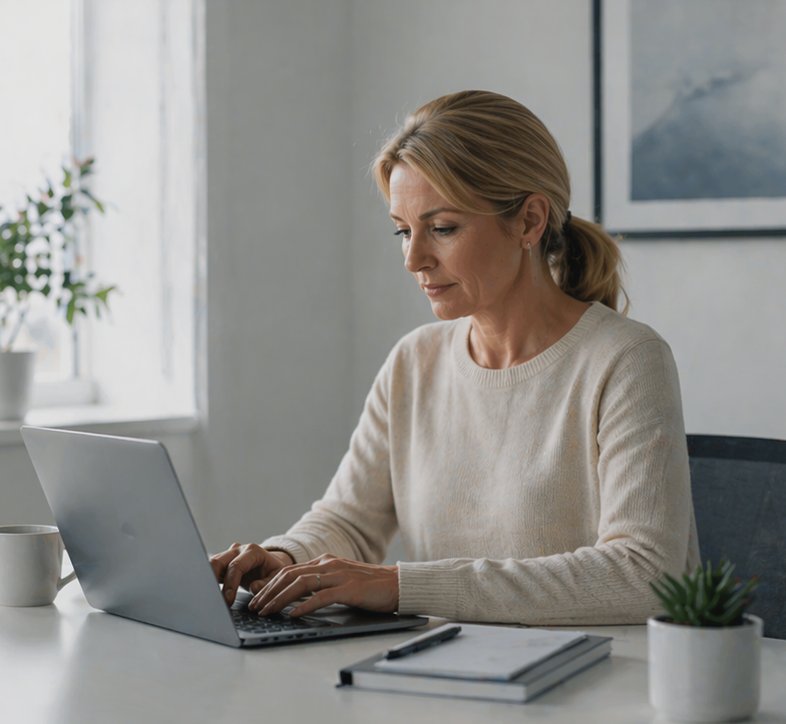 Planner behind desk reviewing care coordination schedules